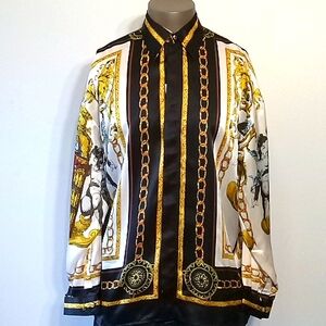 Classic & Stylish 1pc Long sleeves silk shirt by Simply Rich